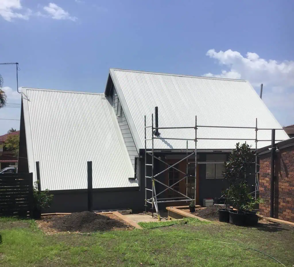 Scaffolding on a residential building for a roof replacement in Capalaba