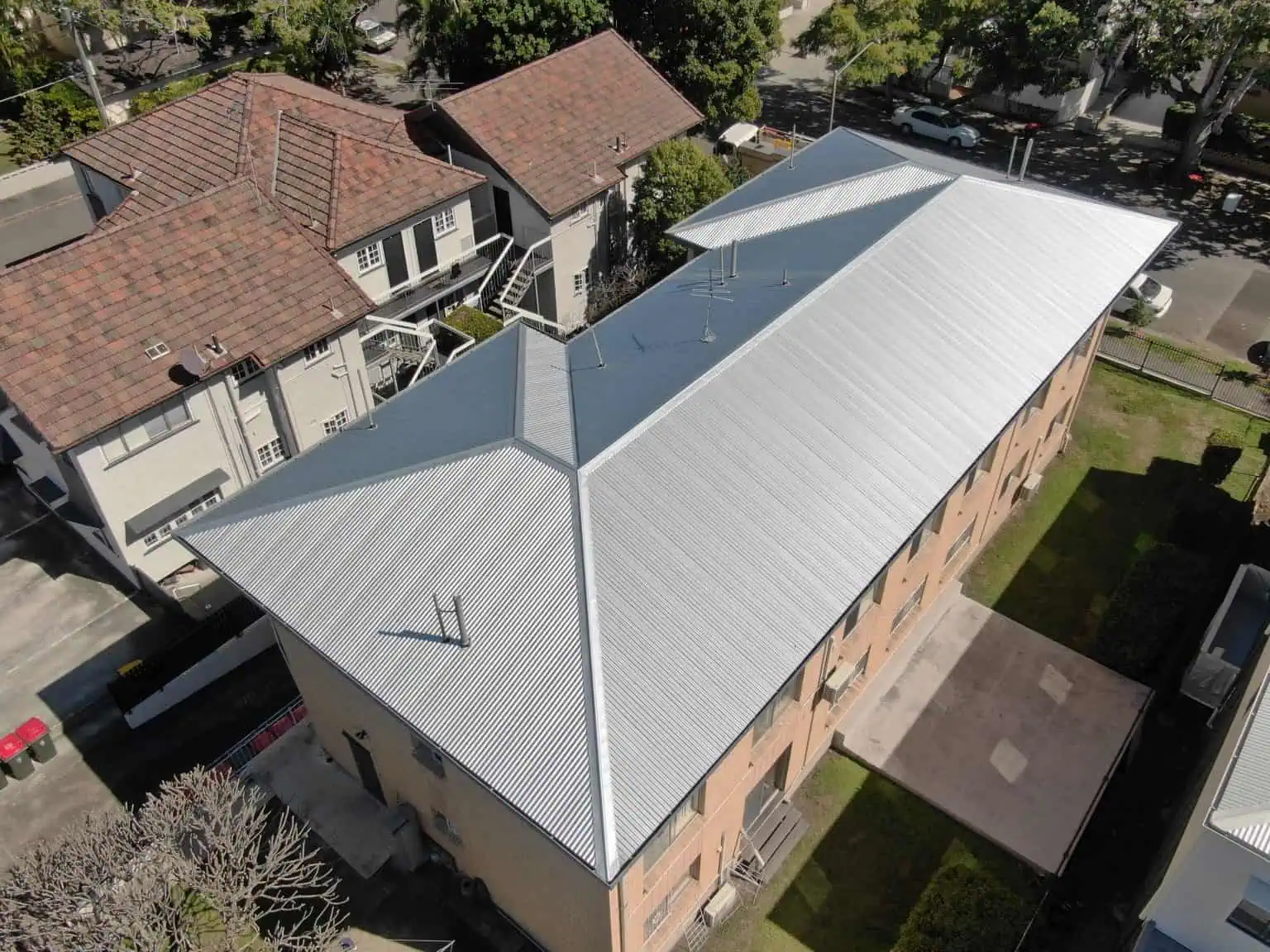 A replaced Colorbond metal roof on a Brisbane home