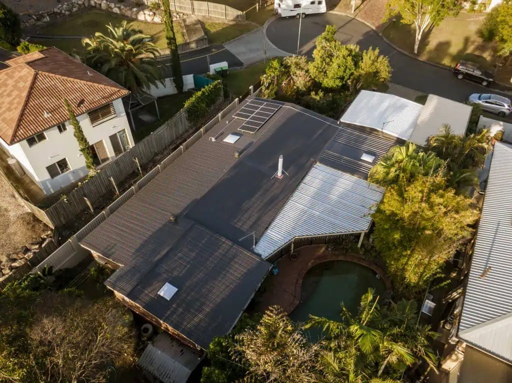 Metal to Colorbond roof replacement with solar panels on a home