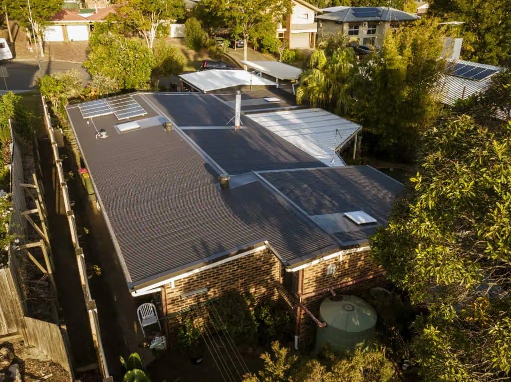Metal to Colorbond roof replacement with solar panels on a home