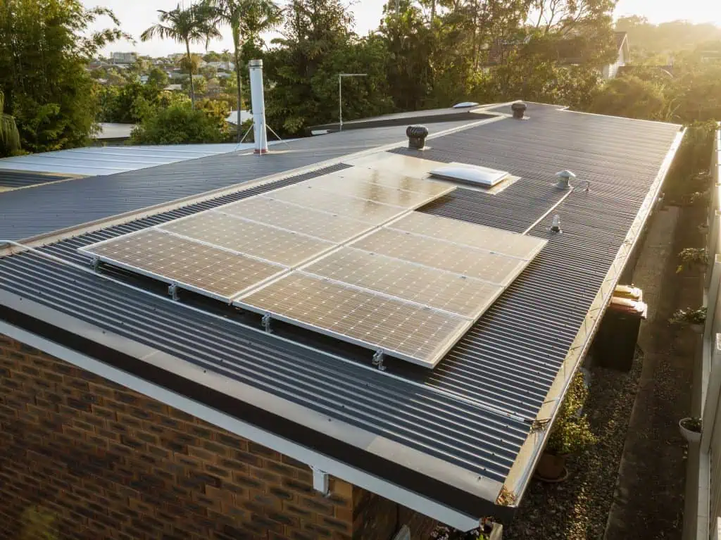 Metal to Colorbond roof replacement with solar panels on a home