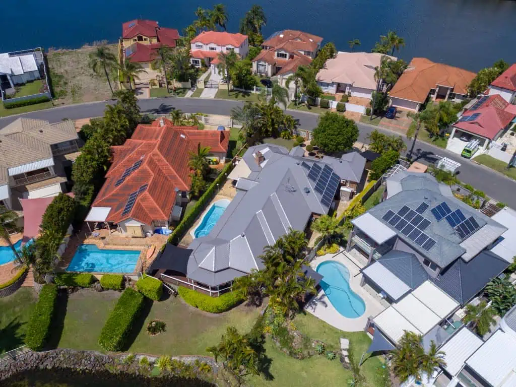 Finished metal roof on a large residential home